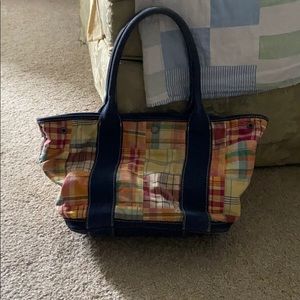 J crew madras plaid tote